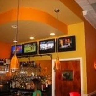 the bar and televisions