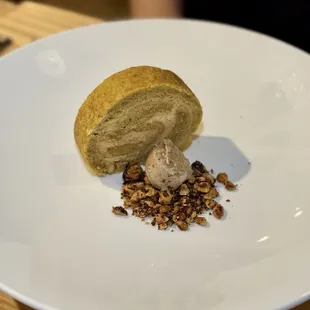 Roasted Pumpkin Roll - Coffee Ice Cream | Caramel-Mascarpone Icing | Candied Hazelnut