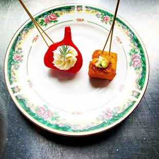 a plate with food on it