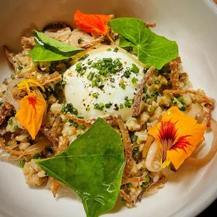 a plate of food with rice and vegetables