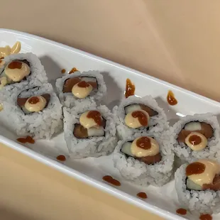 a plate of sushi