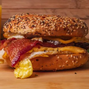 Bacon Egg &amp; Cheese on an Everything Bagel