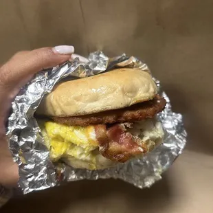 Breakfast Sandwich (Bacon, Sausage, Egg &amp; Cheese)