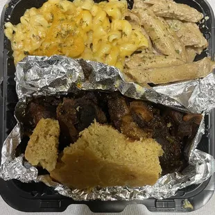 Ez Eats Mac &amp; Cheese, OXTAILS (Special), Rasta Pasta, Honey Brown Butter Cornbread