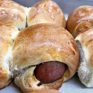 hot dogs wrapped in bread
