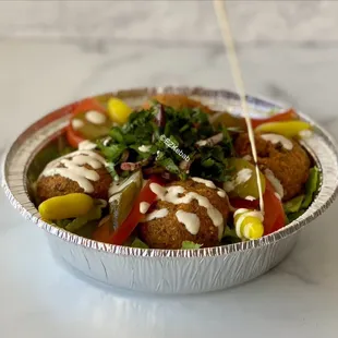 Falafel bowl with all the vegetables