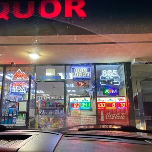 the front of a liquor store