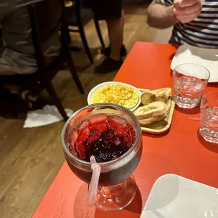 Sangria and garlic shrimp