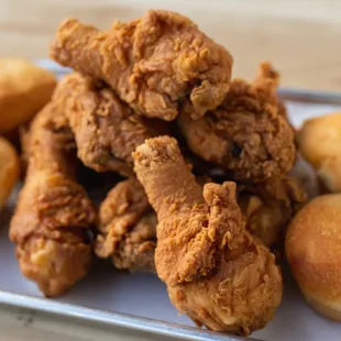 a pile of fried chicken