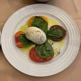 Burrata with heirloom tomatoes