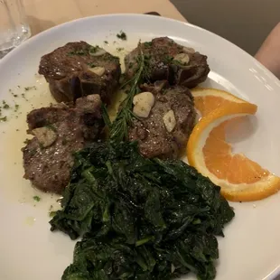 Lamb Chops with sautéed spinach
