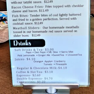 This is their appetizers and non-alcoholic drink menu.  Photo taken September 25, 2022.