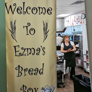 This is a view of the kitchen and welcome sign.  Photo taken September 25, 2022.