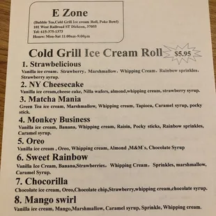 Menu front
