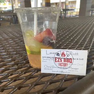 a plastic cup with fruit in it