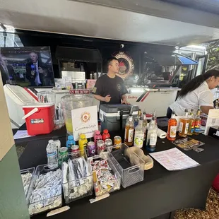 a table of food items