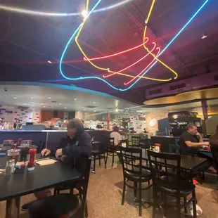 people eating at tables