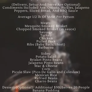 Catering Menu