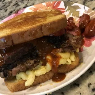 Brisket on mac and cheese