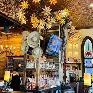 Gorgeous lighting over the bar