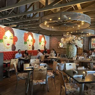 Beautiful murals and indoor dining detail