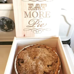Apple Crumb Pie with Wooden Box