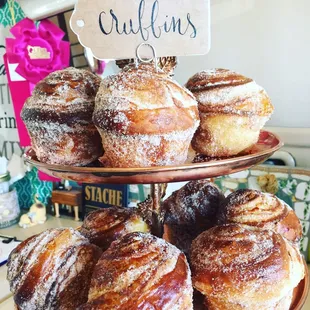 Croissant dough, baked in a muffin tin, rolled in cinnamon and sugar. Imagine a French Churro if you will :)