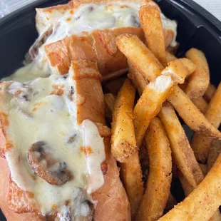 Cheesesteak and fries
