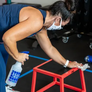 We sanitize all equipment between every class!