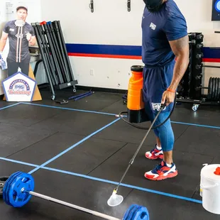 We sanitize all equipment between every class!