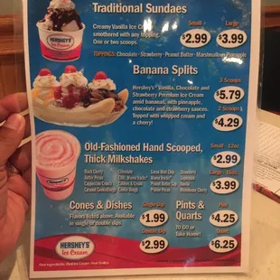 1/2 of the ice cream menu.