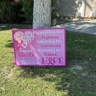 Breast cancer awareness sign