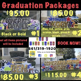 Graduation Packages- BOOK NOW!

https://Fab5YardCards.as.me/?appointmentType=category:Graduation%20Packages%20