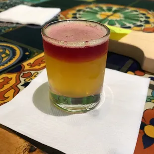 Irie Vibes with beet ginger floater