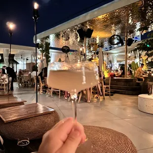 a person holding a glass of wine