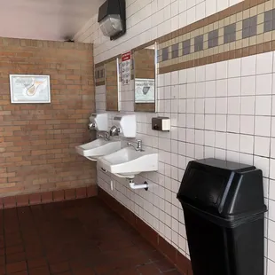 The covered half in the men's restroom.