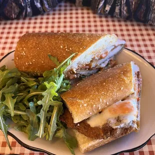 Spicy vodka chicken parm sandwich