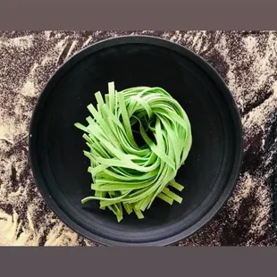 Spinach fettuccini
