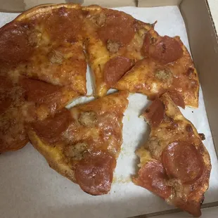 Pep and sausage. Didn't even eat it.