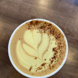 Golden milk latte with an espresso shot