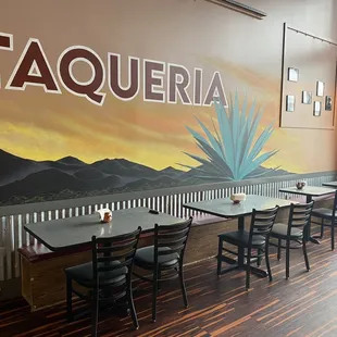 Nice mural and seating