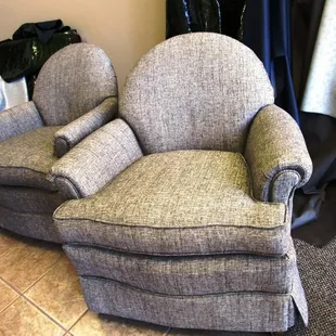Newly upholstered chairs.