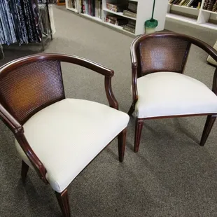 Side chairs reupholstered.