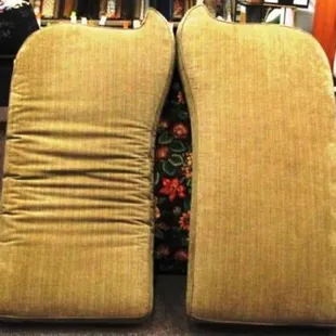 We do cushion TONS of restuffing which is much cheaper than buying all new furniture. &quot;Before&quot; on the left, and &quot;After&quot; on the right.