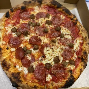 Carni pizza with no oven roasted peppers.