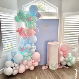 Mermaid theme - Custom 12ft Garland with our cake pedestal
