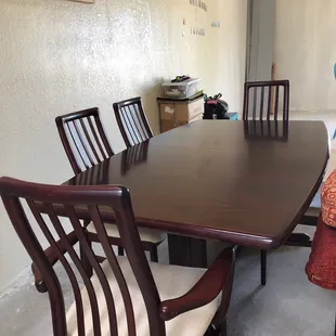 White is ok, but we need reds to spark it up.  Danish Modern Dining set meets "us".