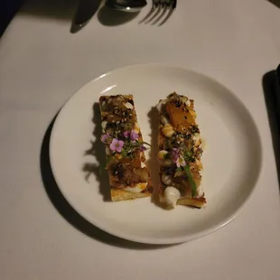 Grilled pineapple on brioche.