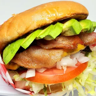 Say hello to the Fantastic Burger! Loaded with freshly cooked Bacon and Avocado!