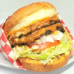 Nothing fills you up  like a Fabulous Double Chili Cheese Burger!